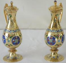 French antique solid silver gilt Gothic Chapel Set